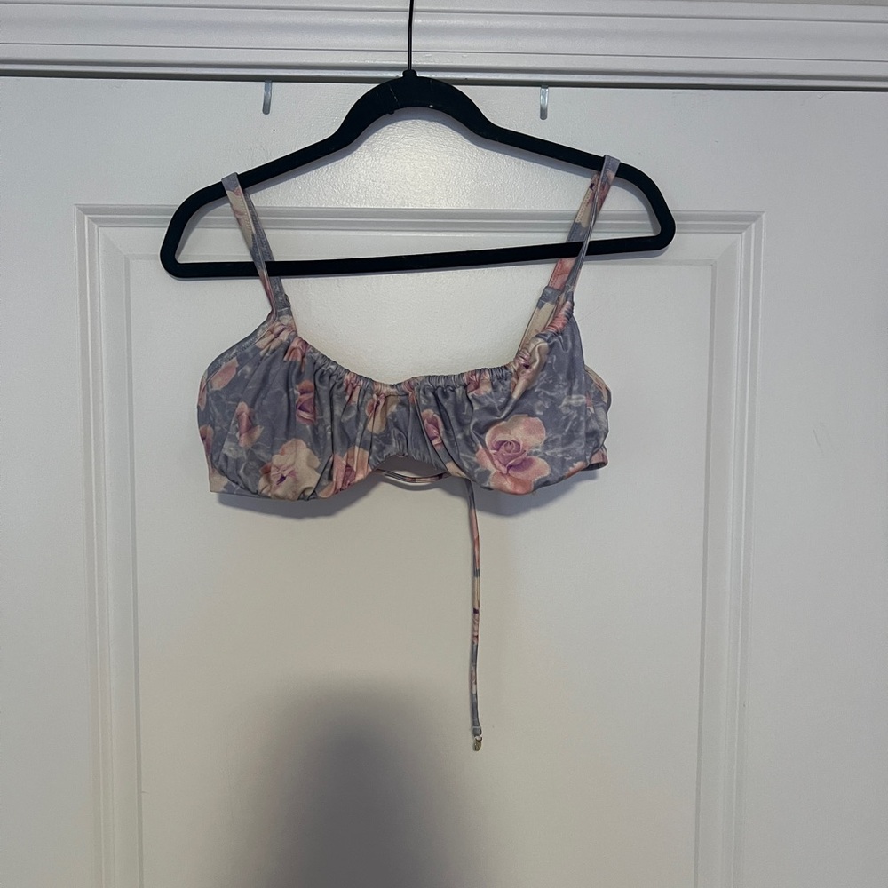 Victoria's Secret Floral Print Swim Top - Pink and Gray